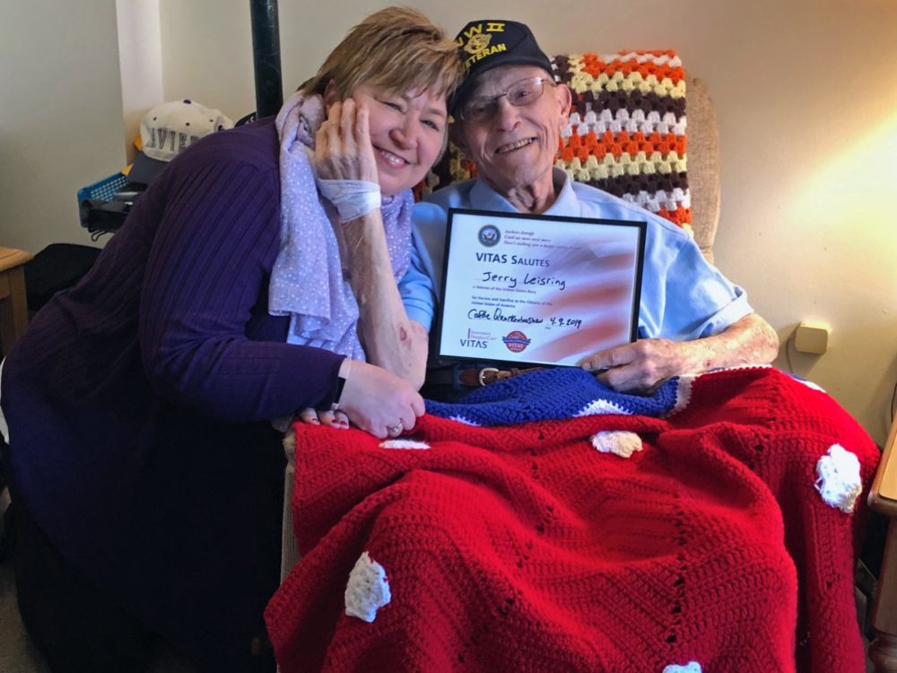 VITAS Admissions Liaison Carole Quackenbush with patient Jerry Leisring